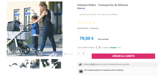 Patinete Roller+ (con Asiento) - Transportín de Bebecar